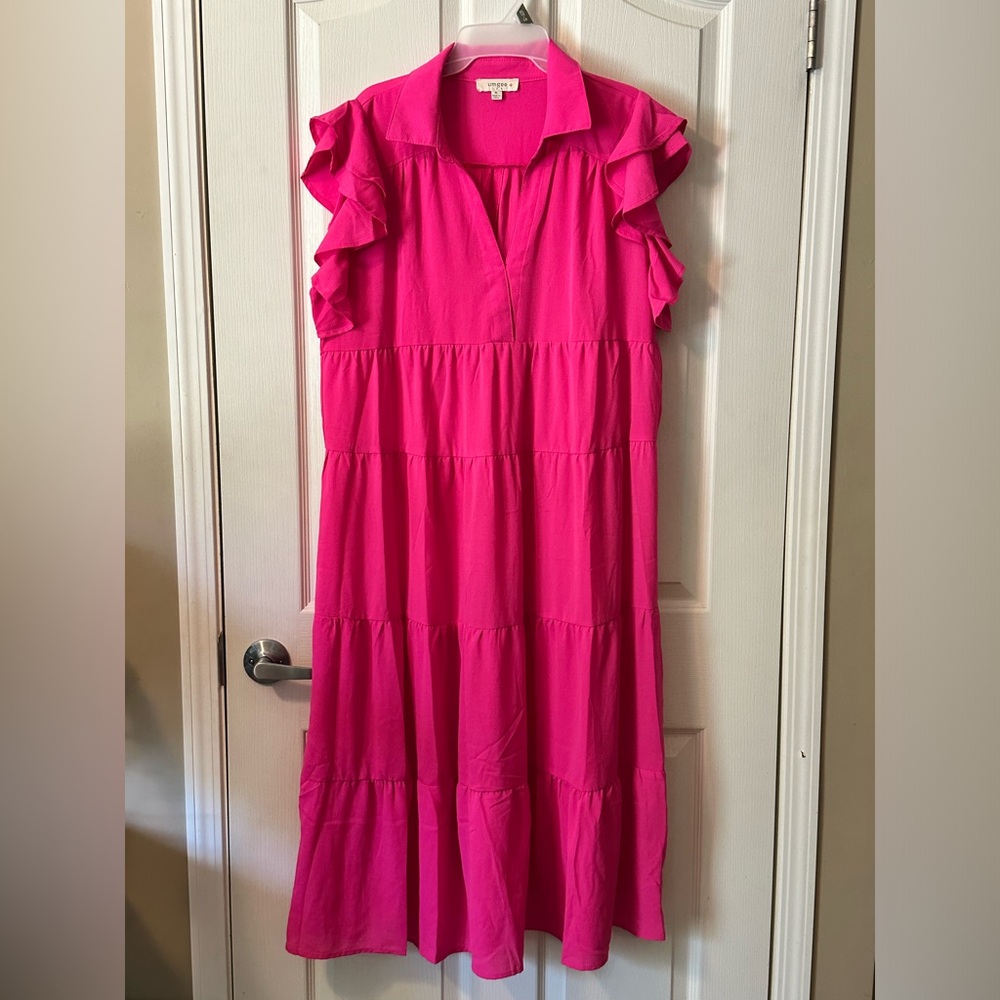 Pink tiered summer dress by umgee sz xl